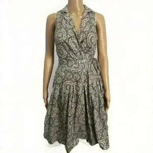 Evan Picone Dandelion Medallion Print Dress SZ 4 100% Cotton 50s Style Classic
